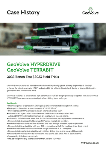 Geo Volve 2022 Bench Test 2023 Field Trials
